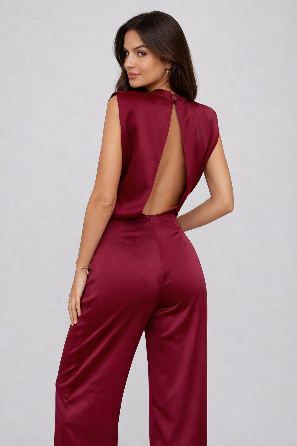 Elara Satin Look Jumpsuit | Elegante Wide Leg Jumpsuit Dames