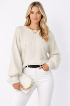 Sonya | Gebreide Kabeltrui met Losse Pasvorm