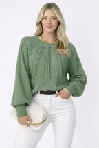 Sonya | Gebreide Kabeltrui met Losse Pasvorm