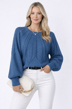 Sonya | Gebreide Kabeltrui met Losse Pasvorm