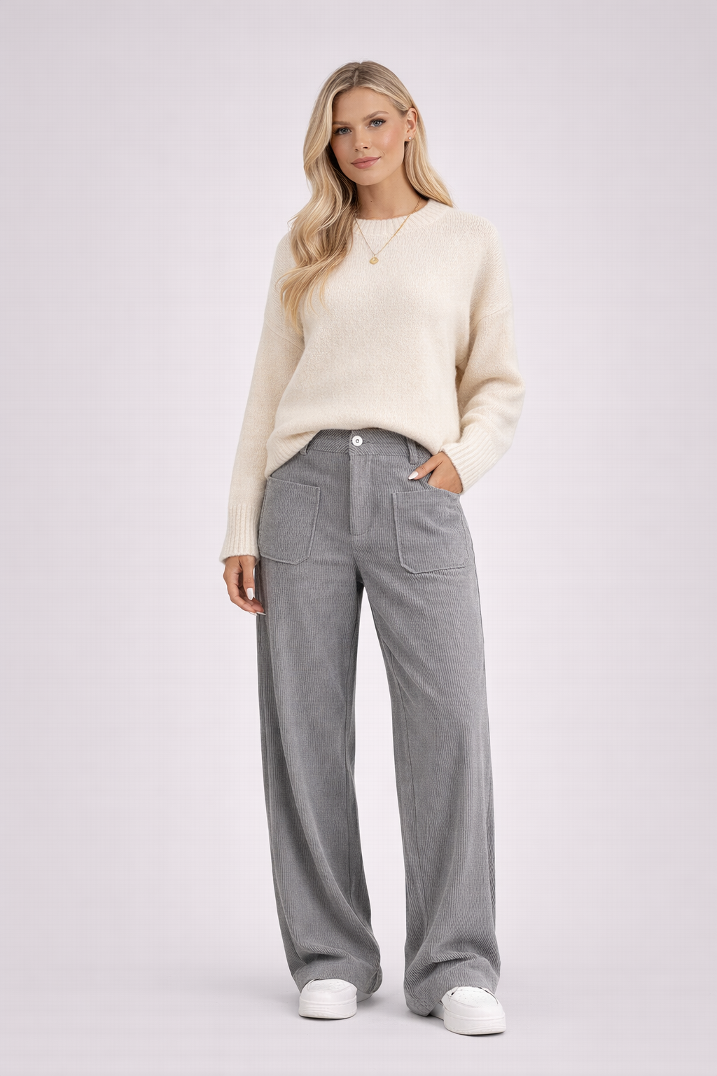 Marie | Rib High Waist Wide Leg Broek