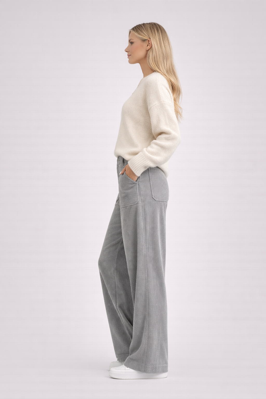 Marie | Rib High Waist Wide Leg Broek