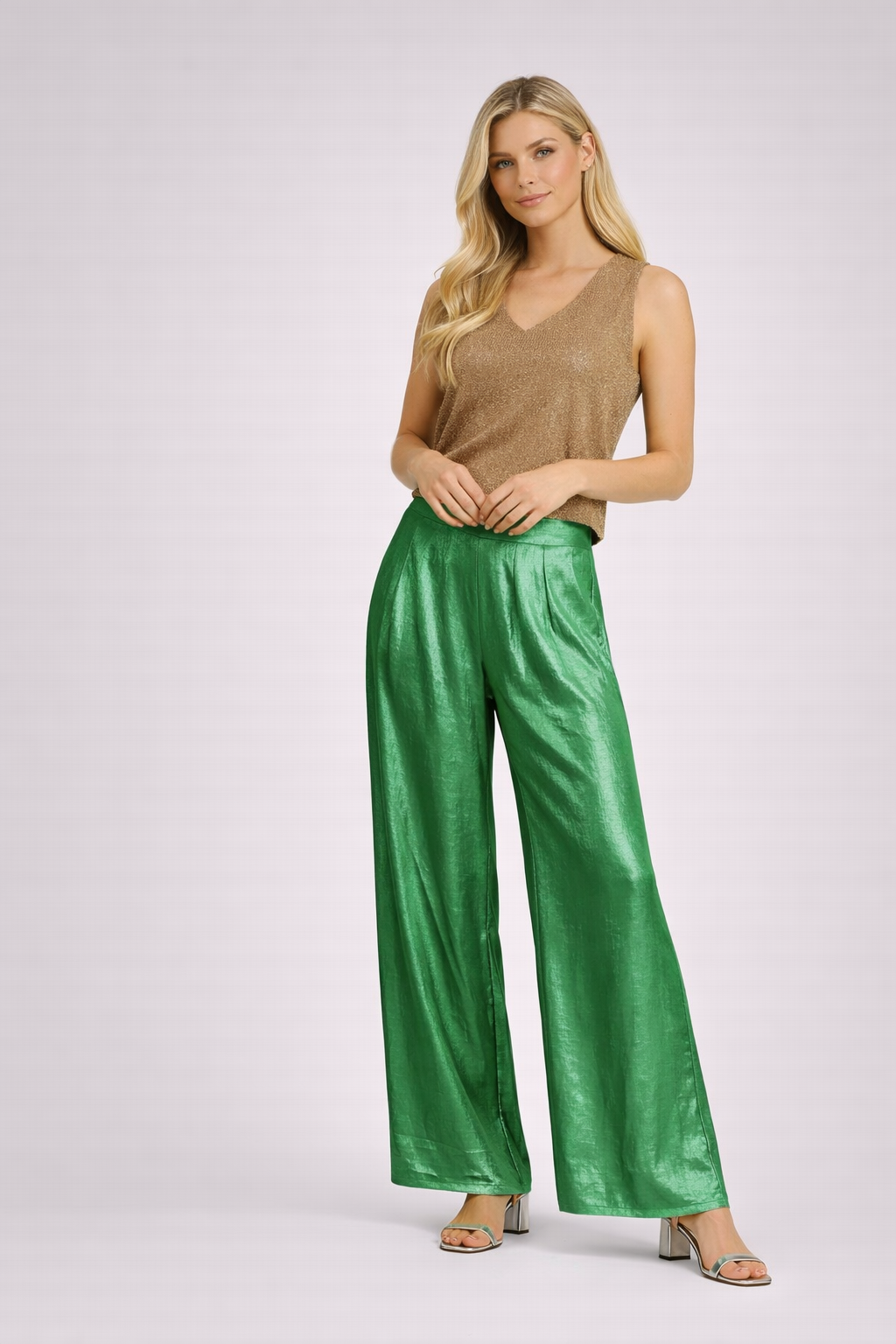 Canela | Metallic Wide Leg Broek