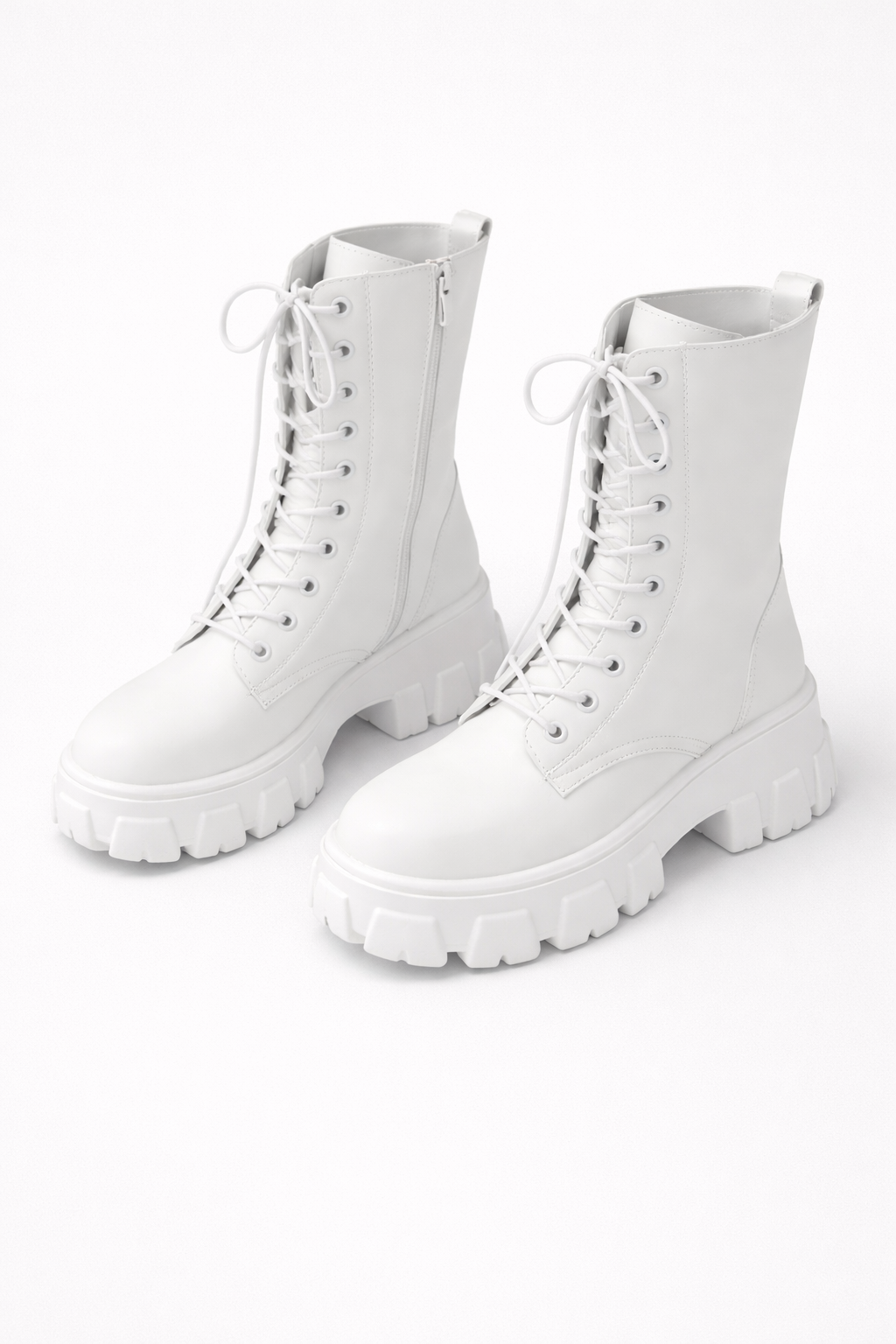 Larah | Statement Lace-Up Boots in White