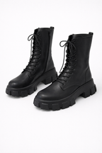 Larah | Statement Lace-Up Boots in White