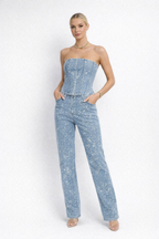 Britt | Midnight Sparkle Strapless Jumpsuit