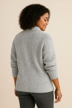 Elena | All-Season Ribbed Zip Knit Sweater