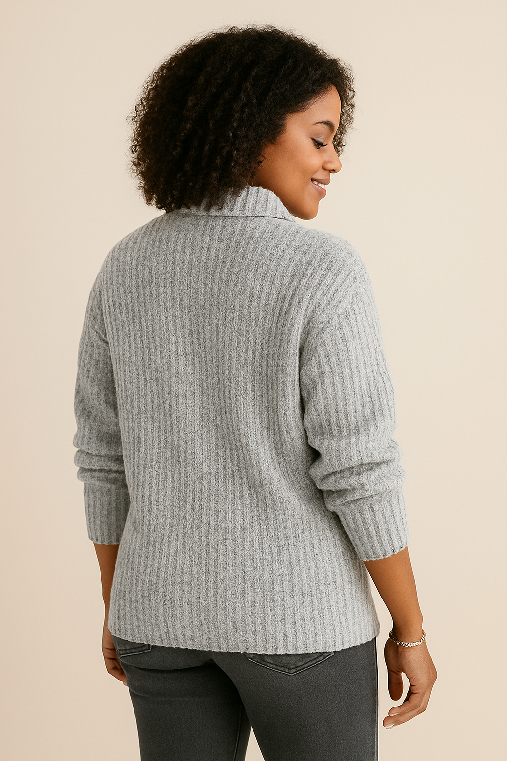 Elena | All-Season Ribbed Zip Knit Sweater