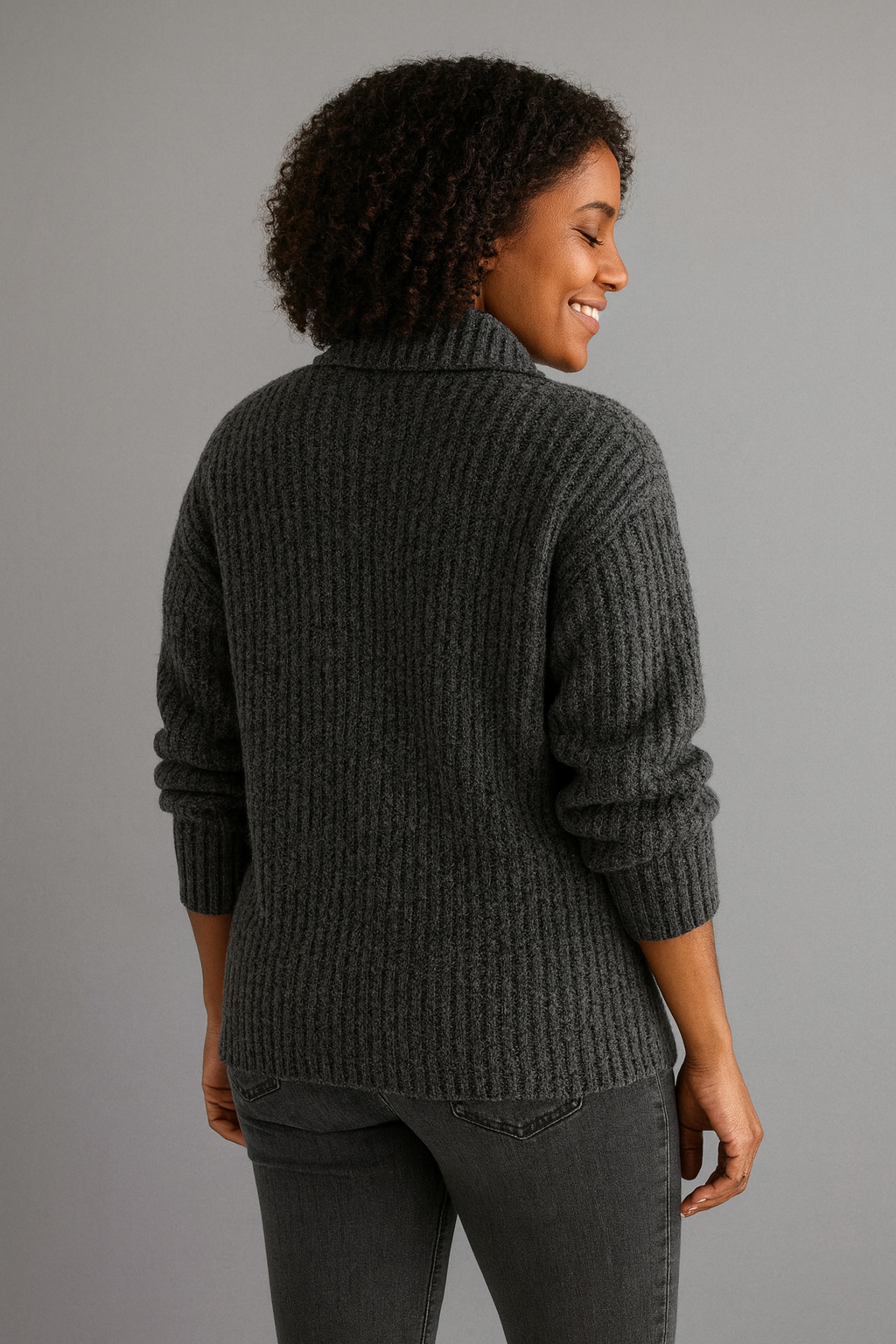 Elena | All-Season Ribbed Zip Knit Sweater