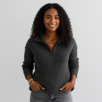 Elena | All-Season Ribbed Zip Knit Sweater