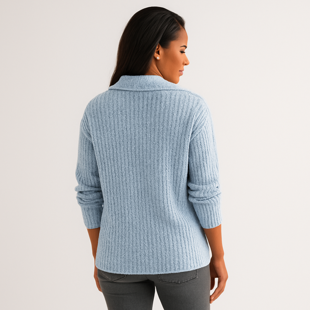 Elena | All-Season Ribbed Zip Knit Sweater
