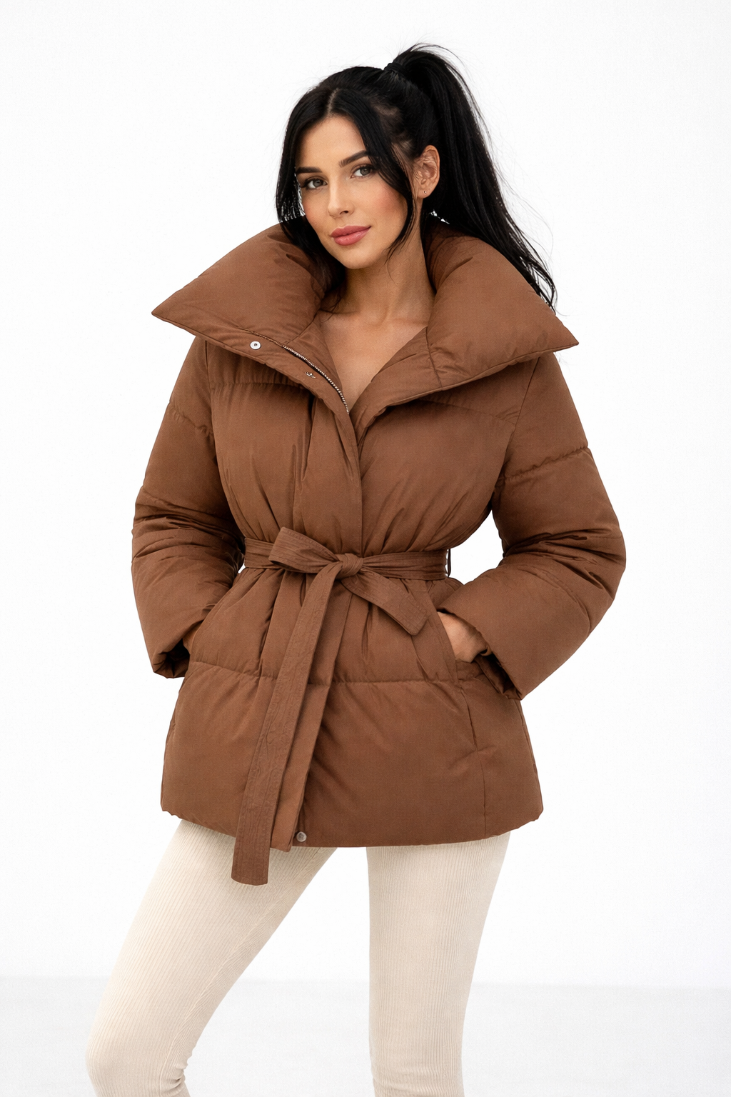 Ashanti | Sculpted Belted Puffer Jacket