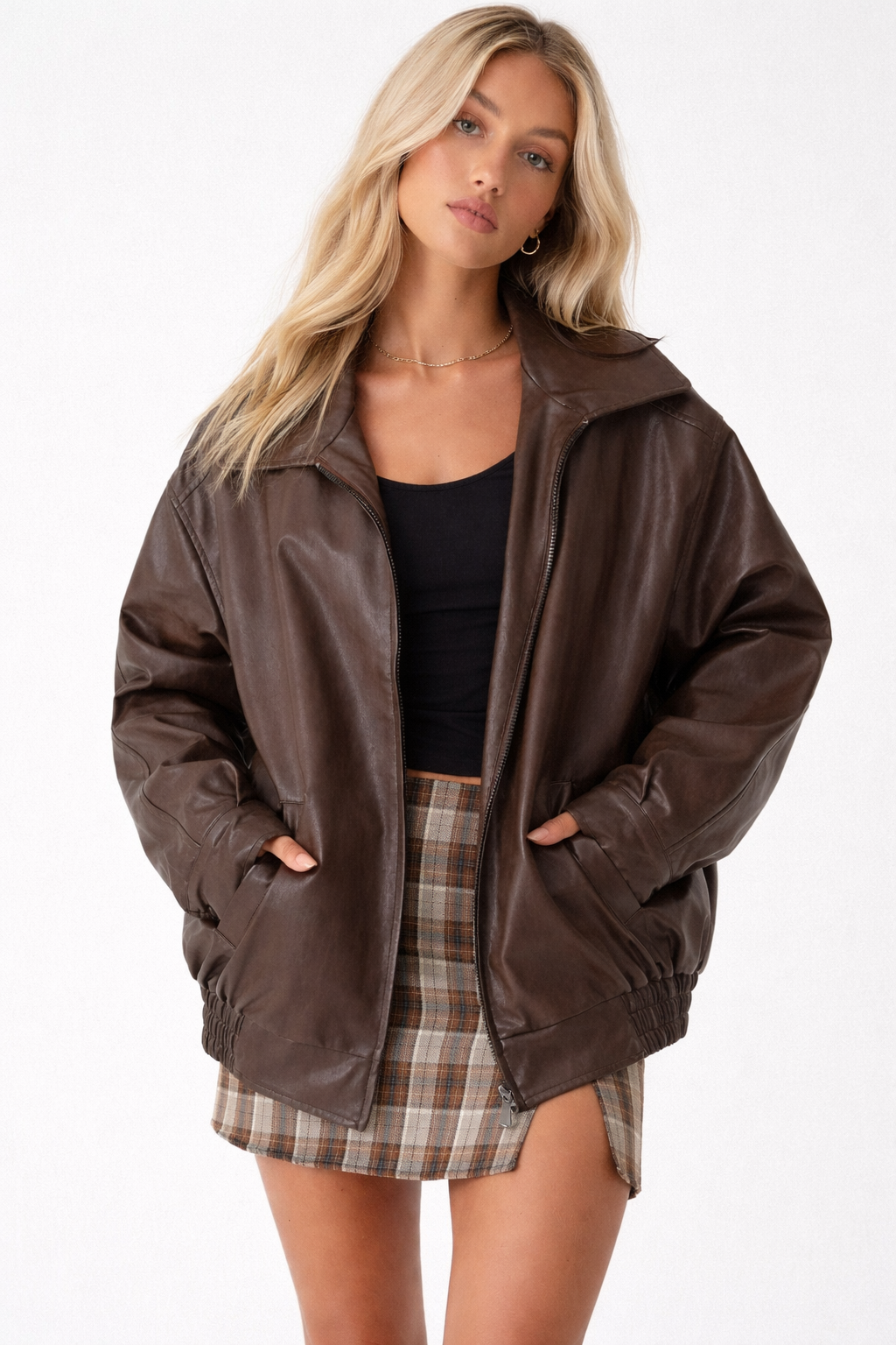 Donna | Herfstzachte Leatherlook Oversized Jacket