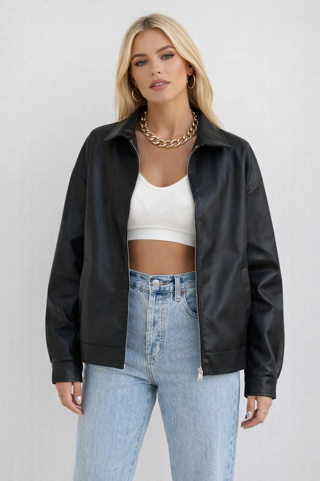 Skylar | Relaxed Leatherlook Zip Jacket
