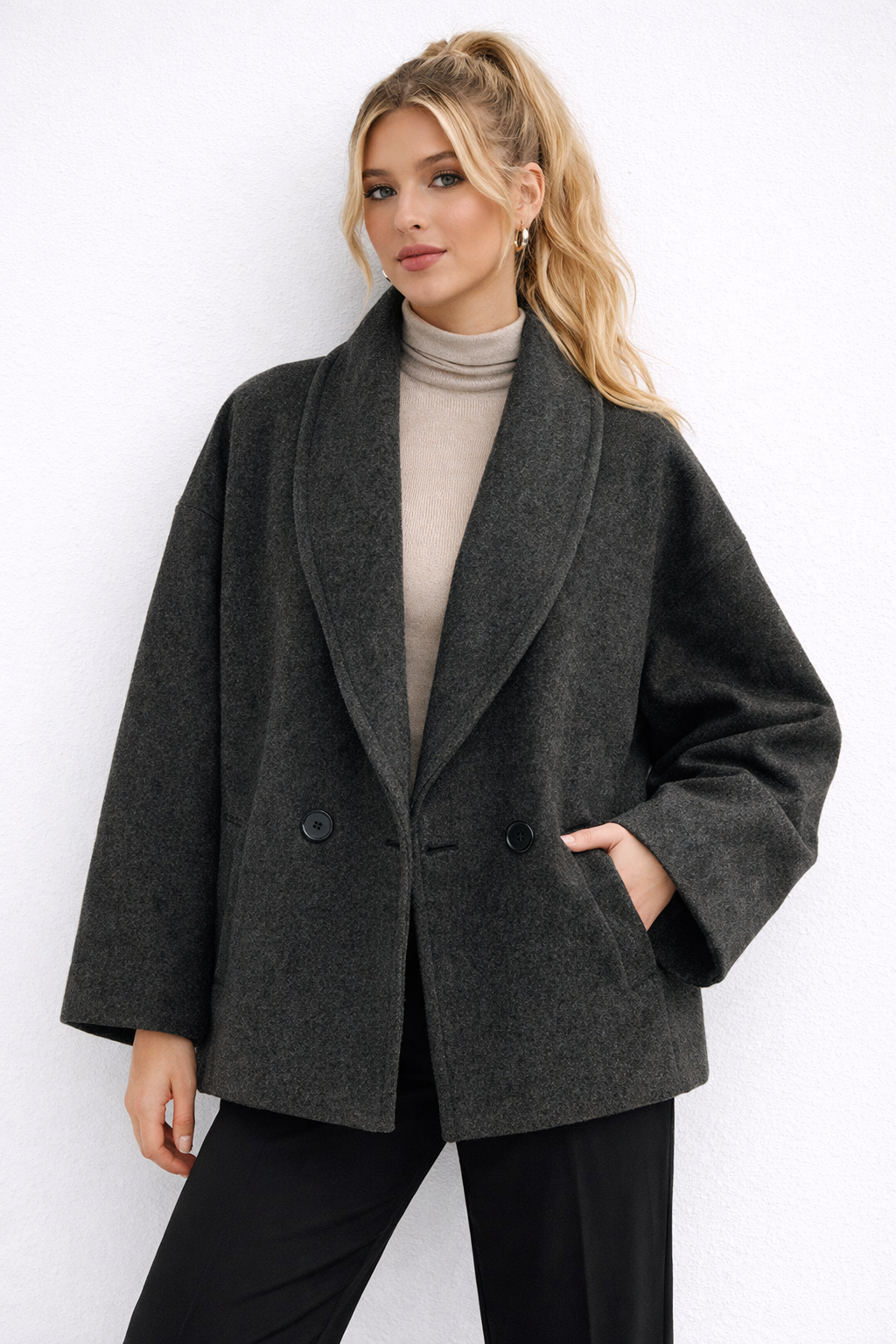 Bente | Oversized Woollook Wrap Jacket