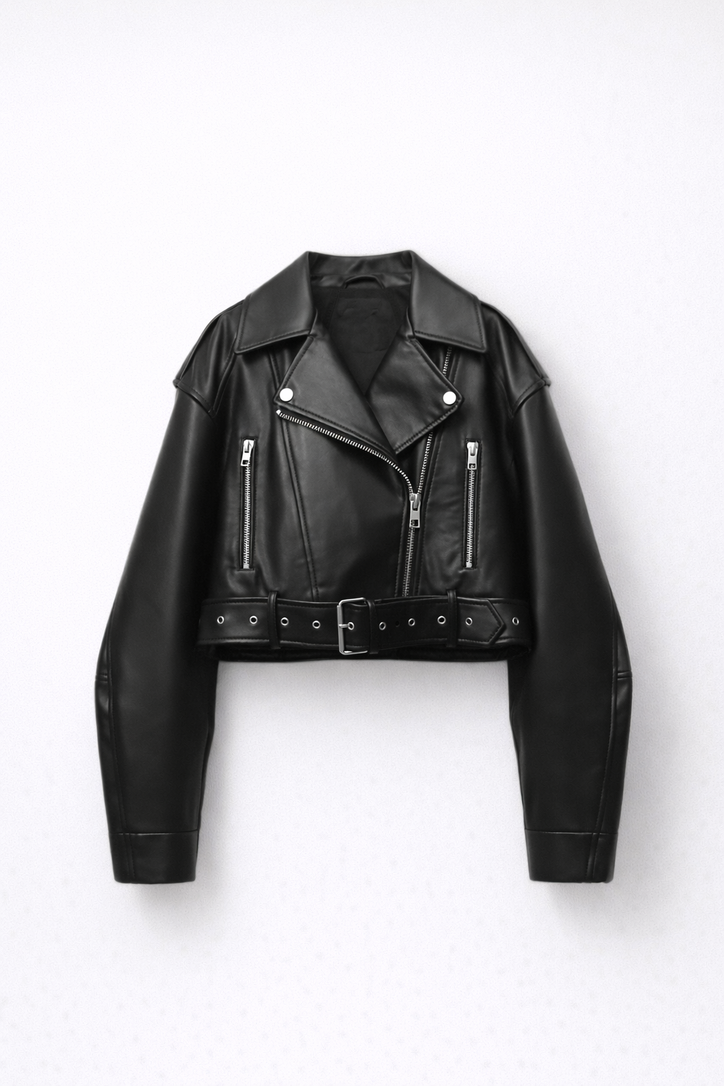 Charlaine | Cropped Leather Biker Jacket