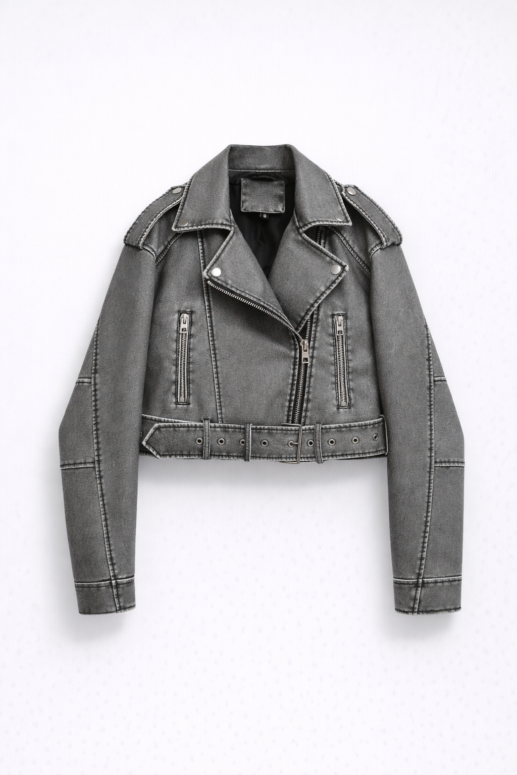 Anouschka | Washed Cropped Biker Jacket