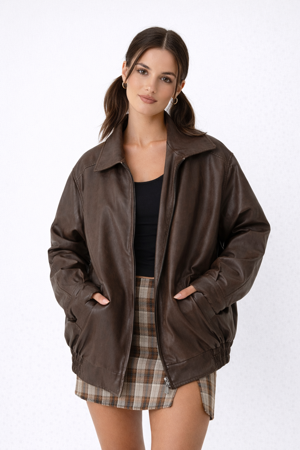 Donna | Herfstzachte Leatherlook Oversized Jacket