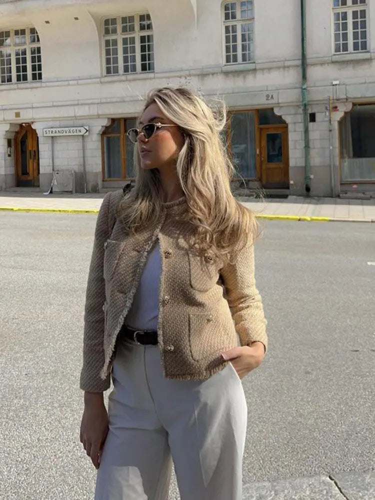 Veronica | Classic Tweed Button Jacket