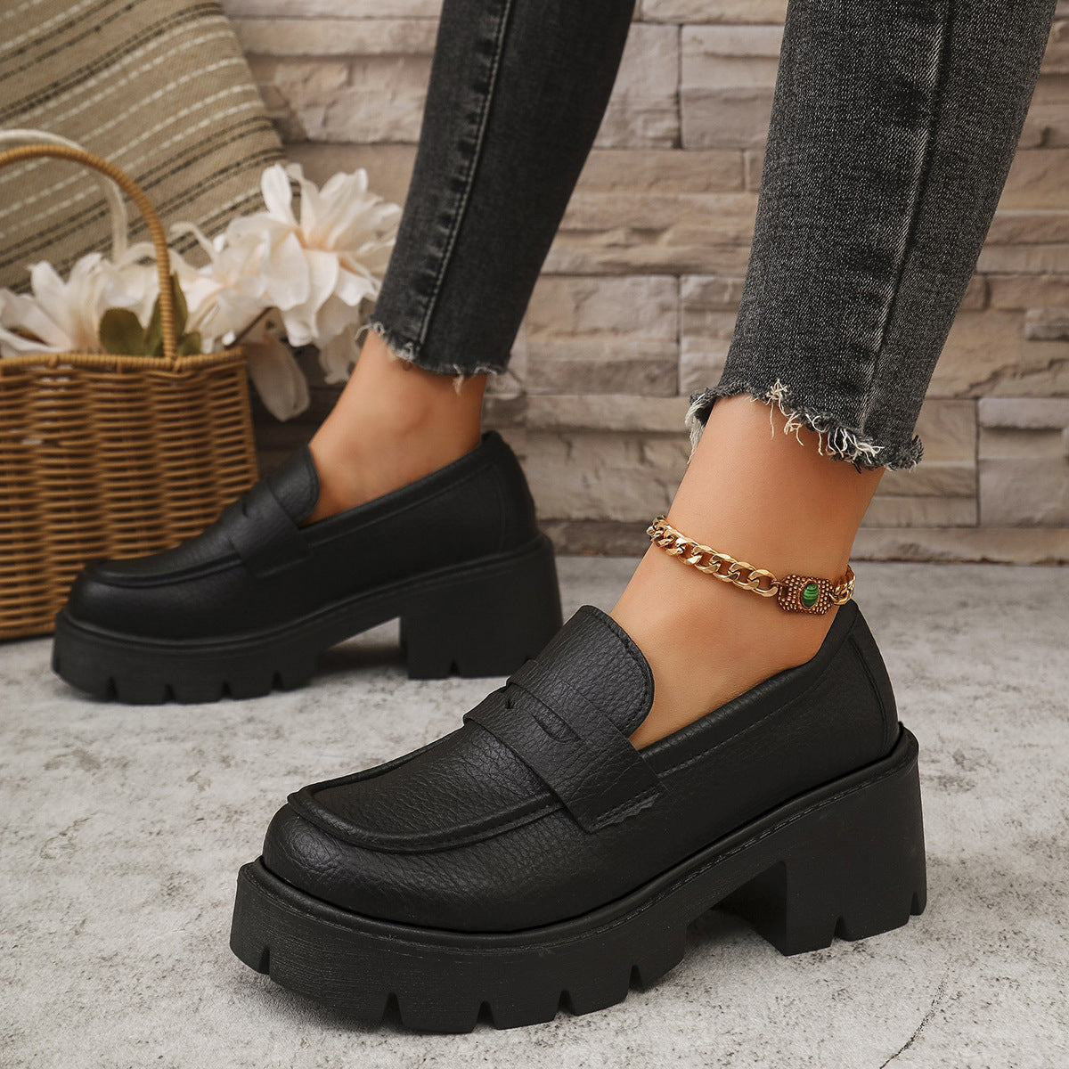 Estefana | Chunky Platform Loafers met Hak