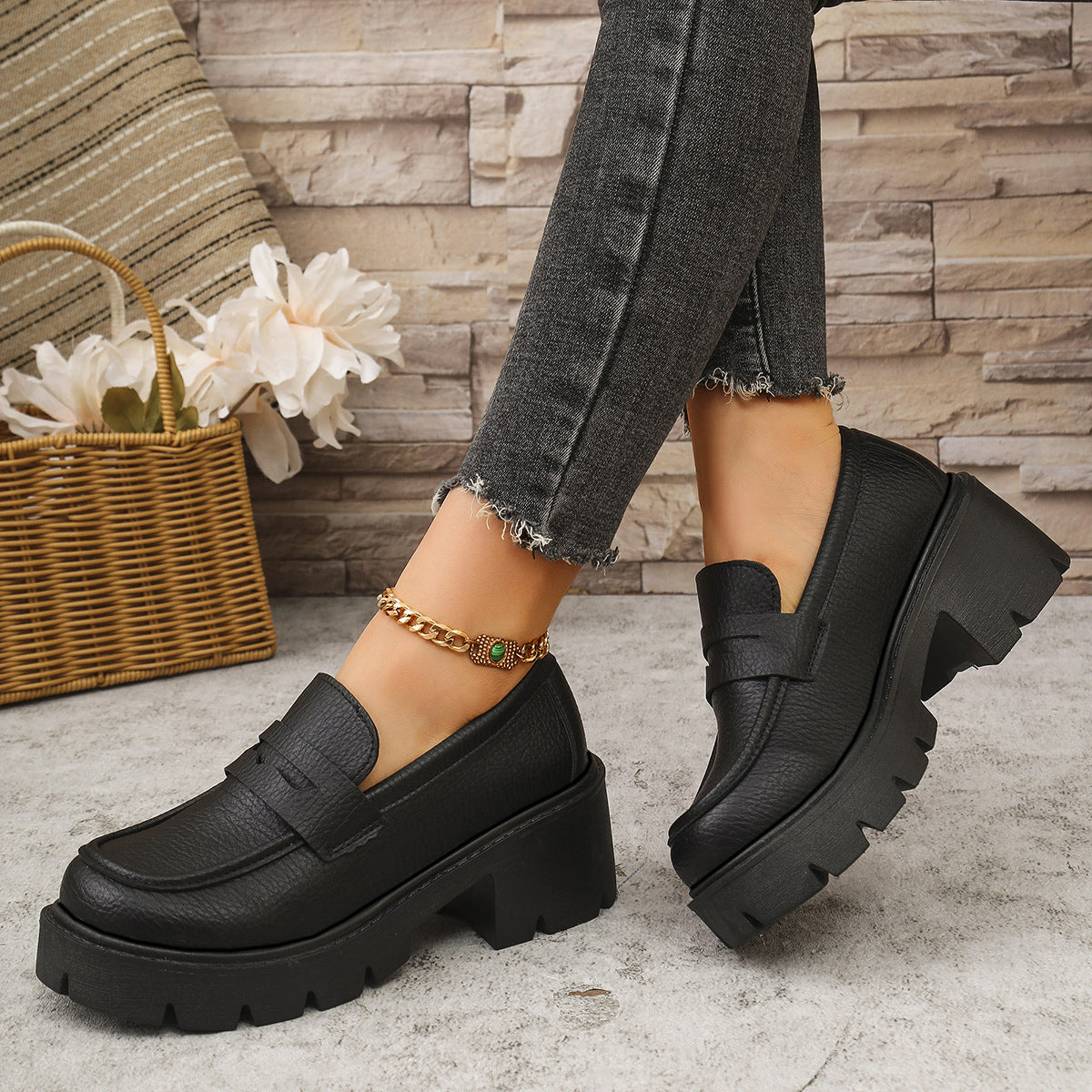 Estefana | Chunky Platform Loafers met Hak