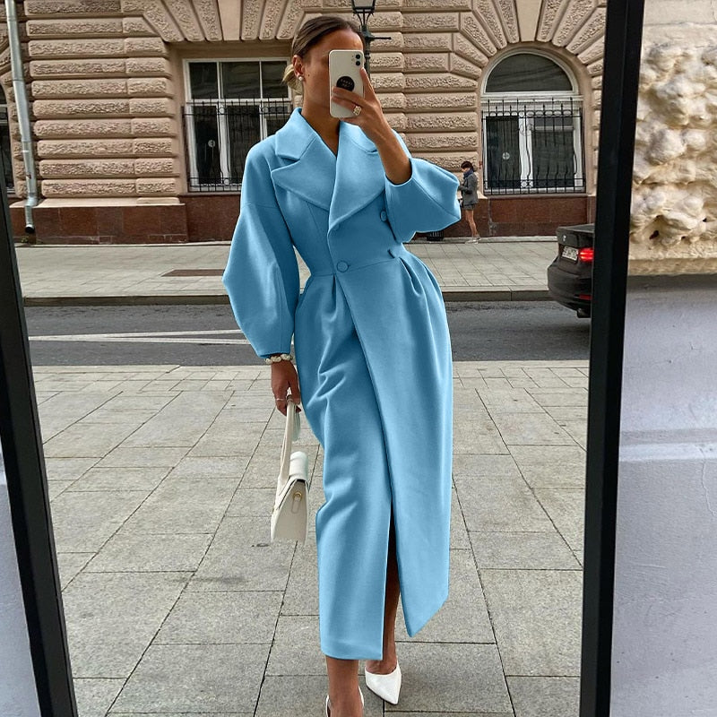 Ayana | Sculpted Wool Blend Long Coat
