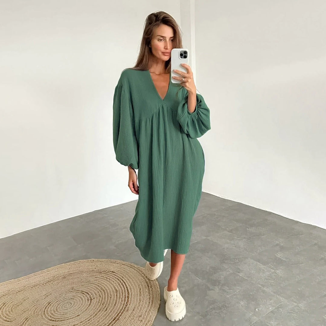 Isolde | Luchtige V-Neck Midi Dress