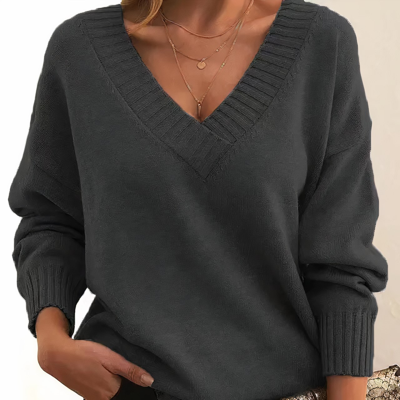 Elara Beaumont | Zachte Knitfeel V-Hals Pullover