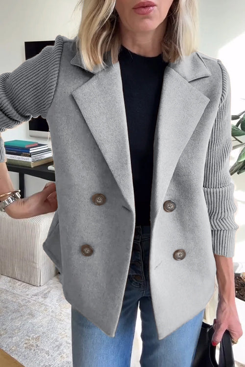 Emily Harrison | Knit Sleeve Tailored Blazer | Moderne elegantie met een verfijnde twist