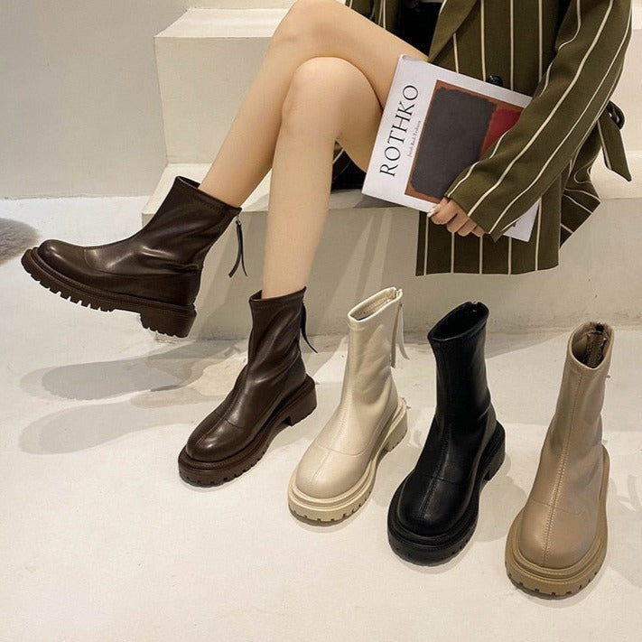 Katja | Minimalistische Mid Boots in Crème