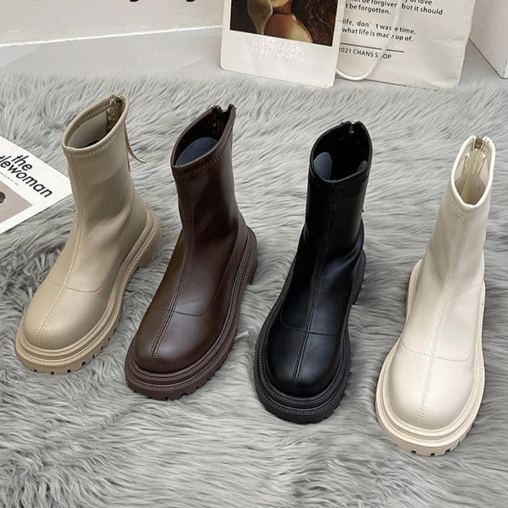 Katja | Minimalistische Mid Boots in Crème