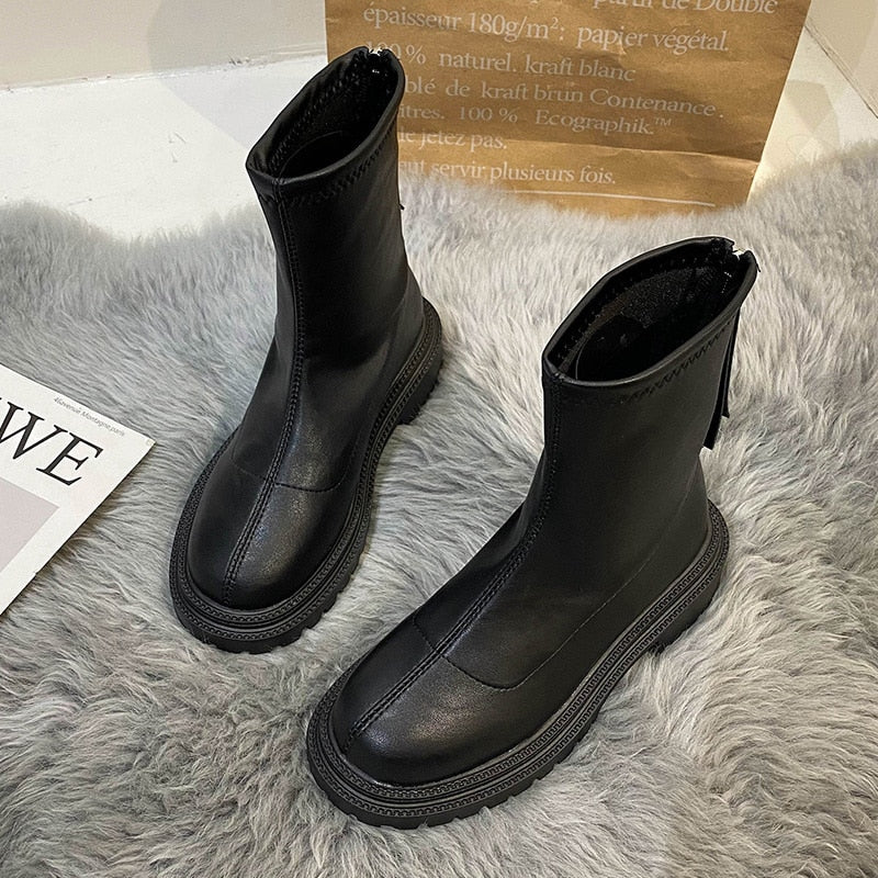 Katja | Minimalistische Mid Boots in Crème
