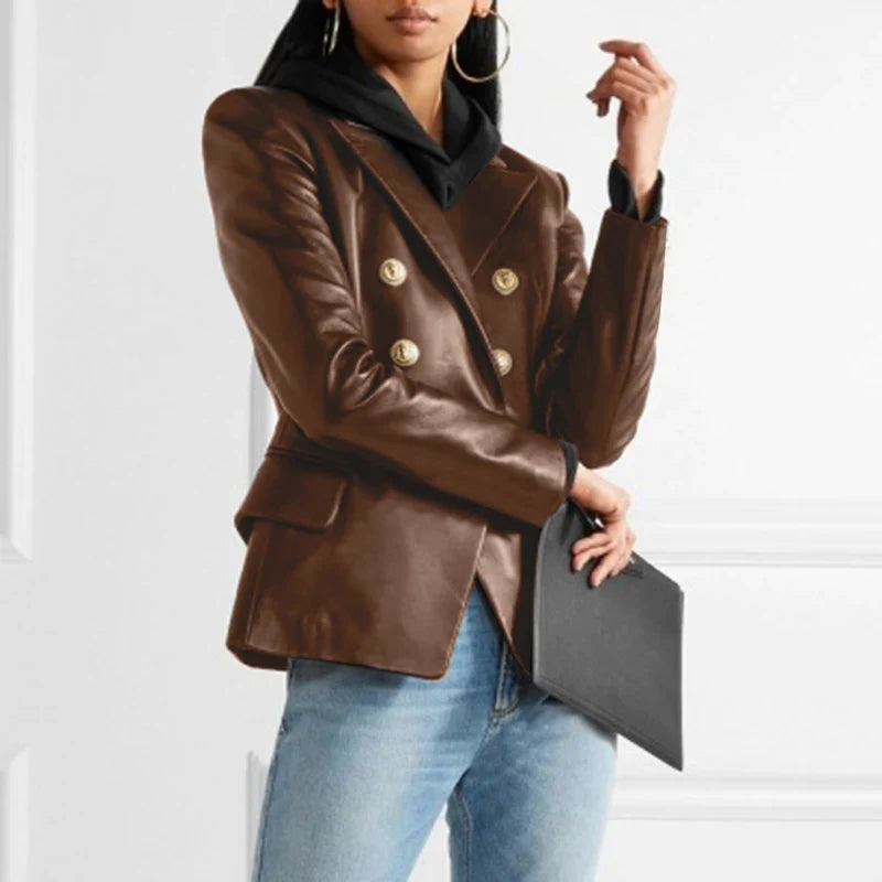Charissa | Luxe Leatherlook Double-Breasted Blazer