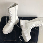 Larah | Statement Lace-Up Boots in White