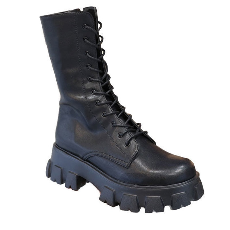 Larah | Statement Lace-Up Boots in White