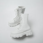 Larah | Statement Lace-Up Boots in White