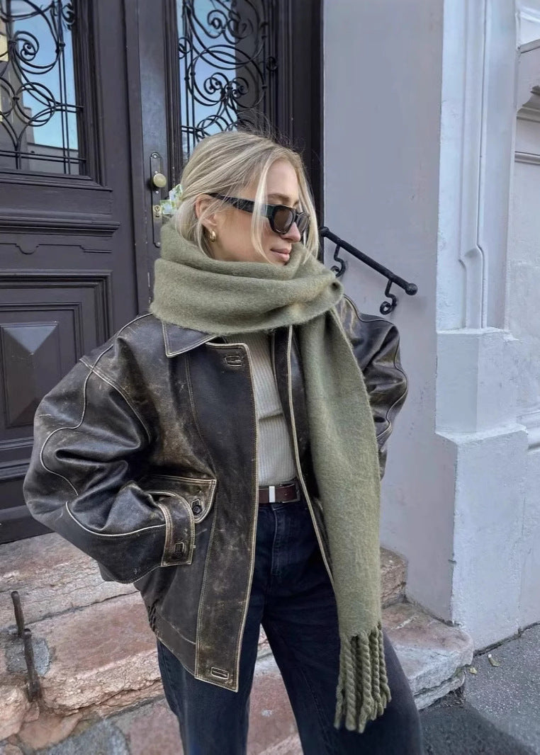 Gia | Herfst/Winter – Vintage Look Leerfeel – Oversized Jacket