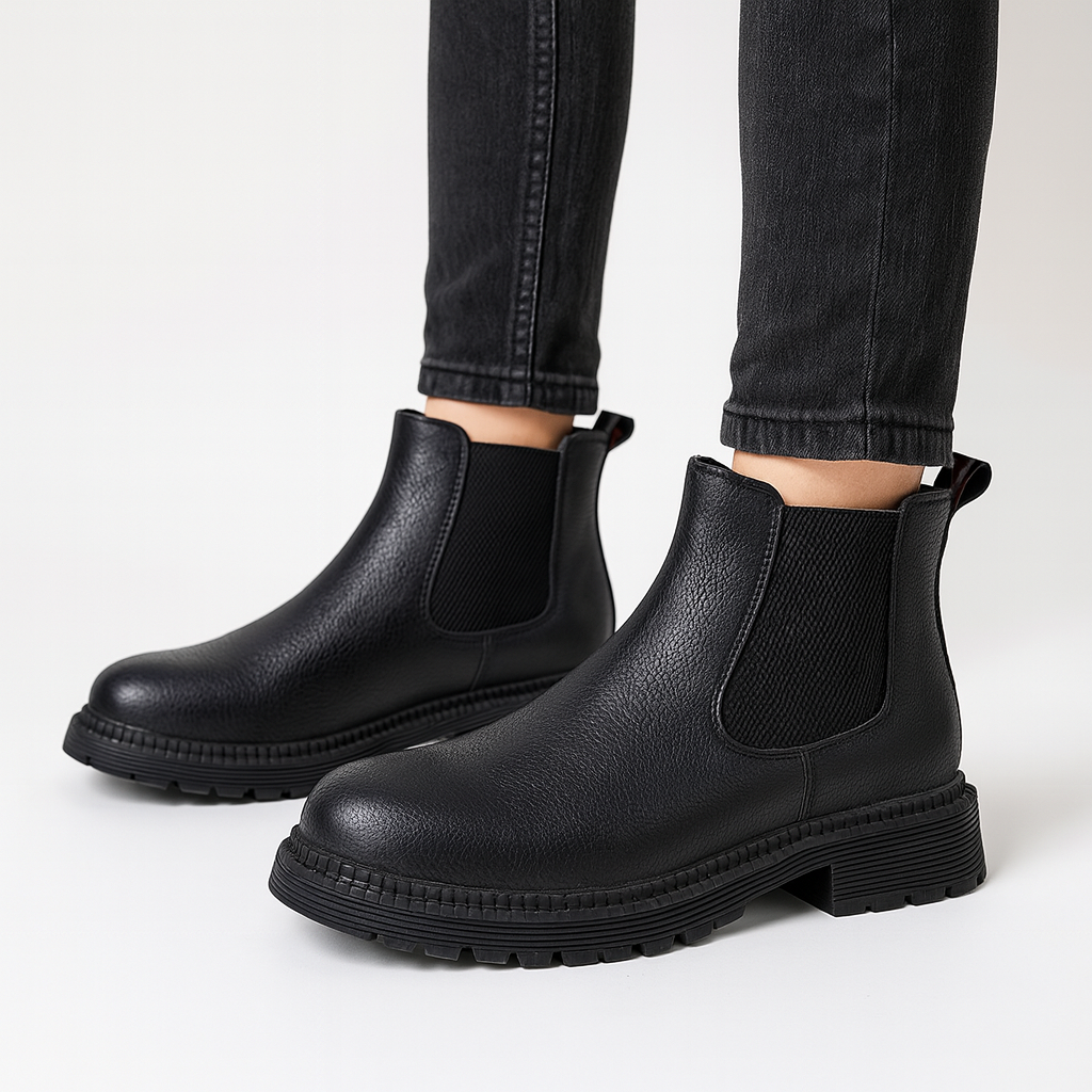 Tisha | Zwarte Chelsea Boots met Chunky Zool