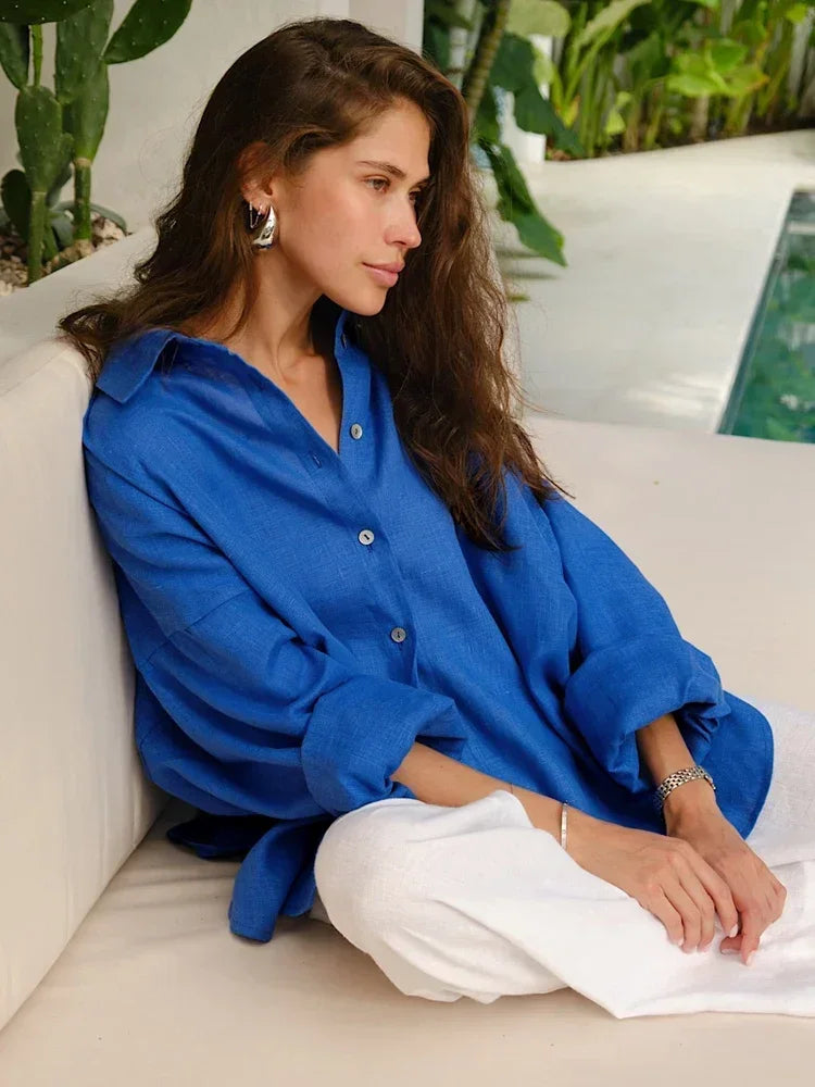 Yara-Liv | Luchtige Linnen Blouse | Tijdloze elegantie met zomerse finesse