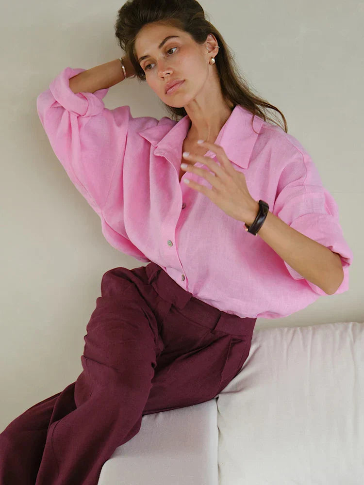 Yara-Liv | Luchtige Linnen Blouse | Tijdloze elegantie met zomerse finesse