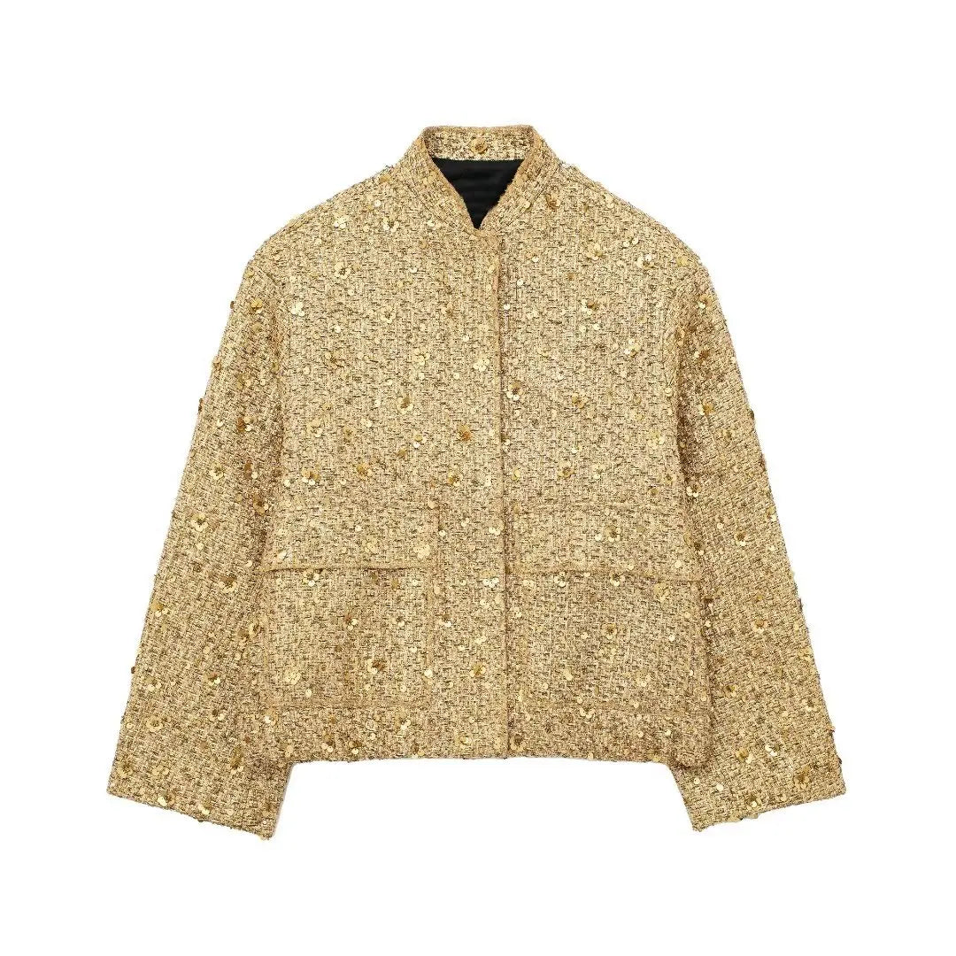Zienna | Golden Tweed Statement Jacket