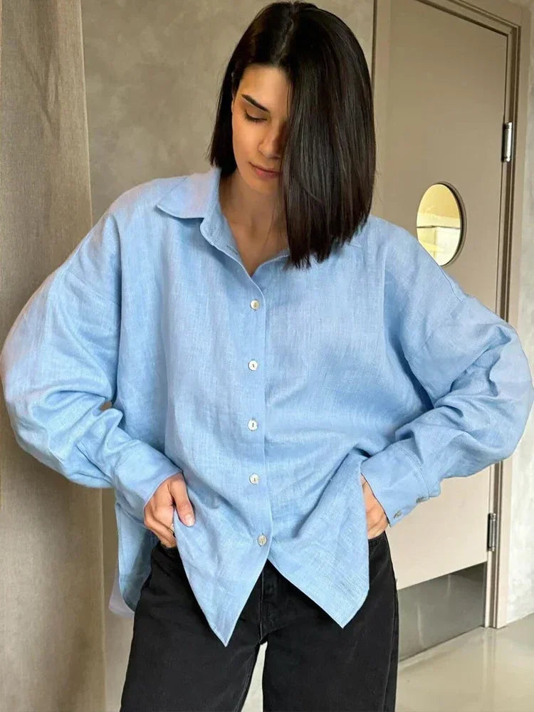 Yara-Liv | Luchtige Linnen Blouse | Tijdloze elegantie met zomerse finesse