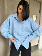 Yara-Liv | Luchtige Linnen Blouse | Tijdloze elegantie met zomerse finesse