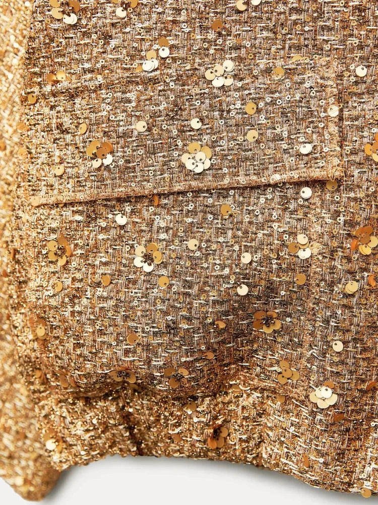 Zienna | Golden Tweed Statement Jacket