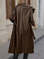 Kayleigh | Elegant Leatherlook Belted Trench Coat