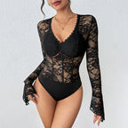 Valentina Cruz | Lace Corset Long Sleeve Bodysuit