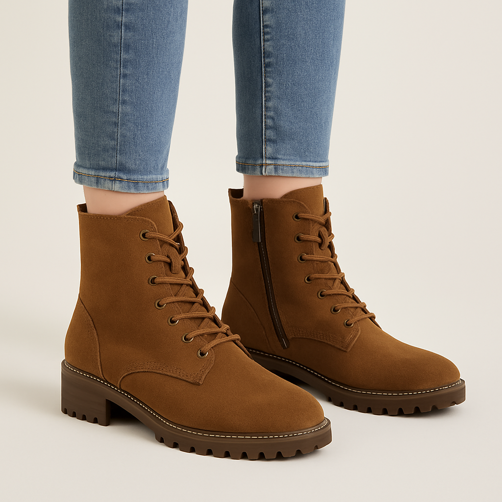 Ciara | Suède Veter Enkellaarsjes met Comfortzool