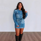 Yasmin Al-Rashid | Casual Denim Belted Jacket Dress