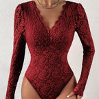 Freya Lundqvist | Burgundy Lace Long Sleeve Bodysuit