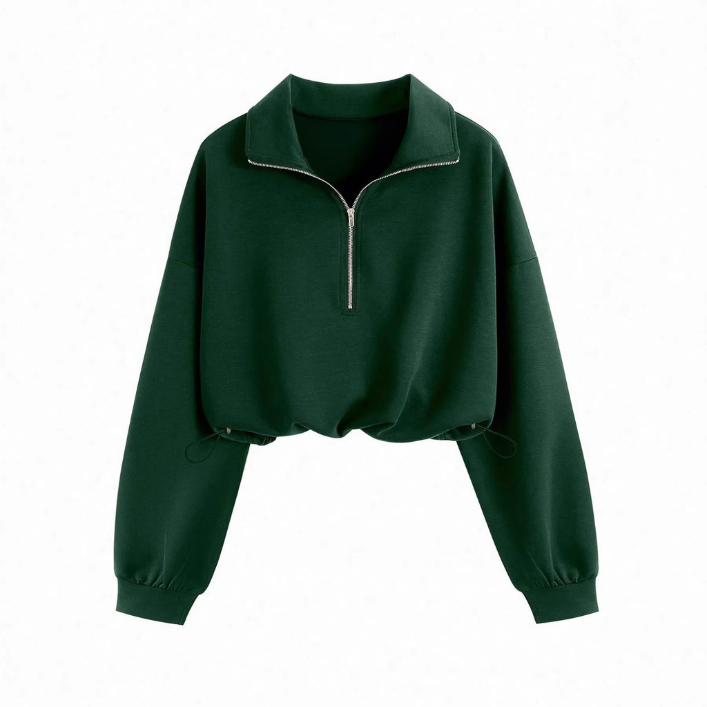 Élodie Laurent | Cropped Half-Zip Sweater